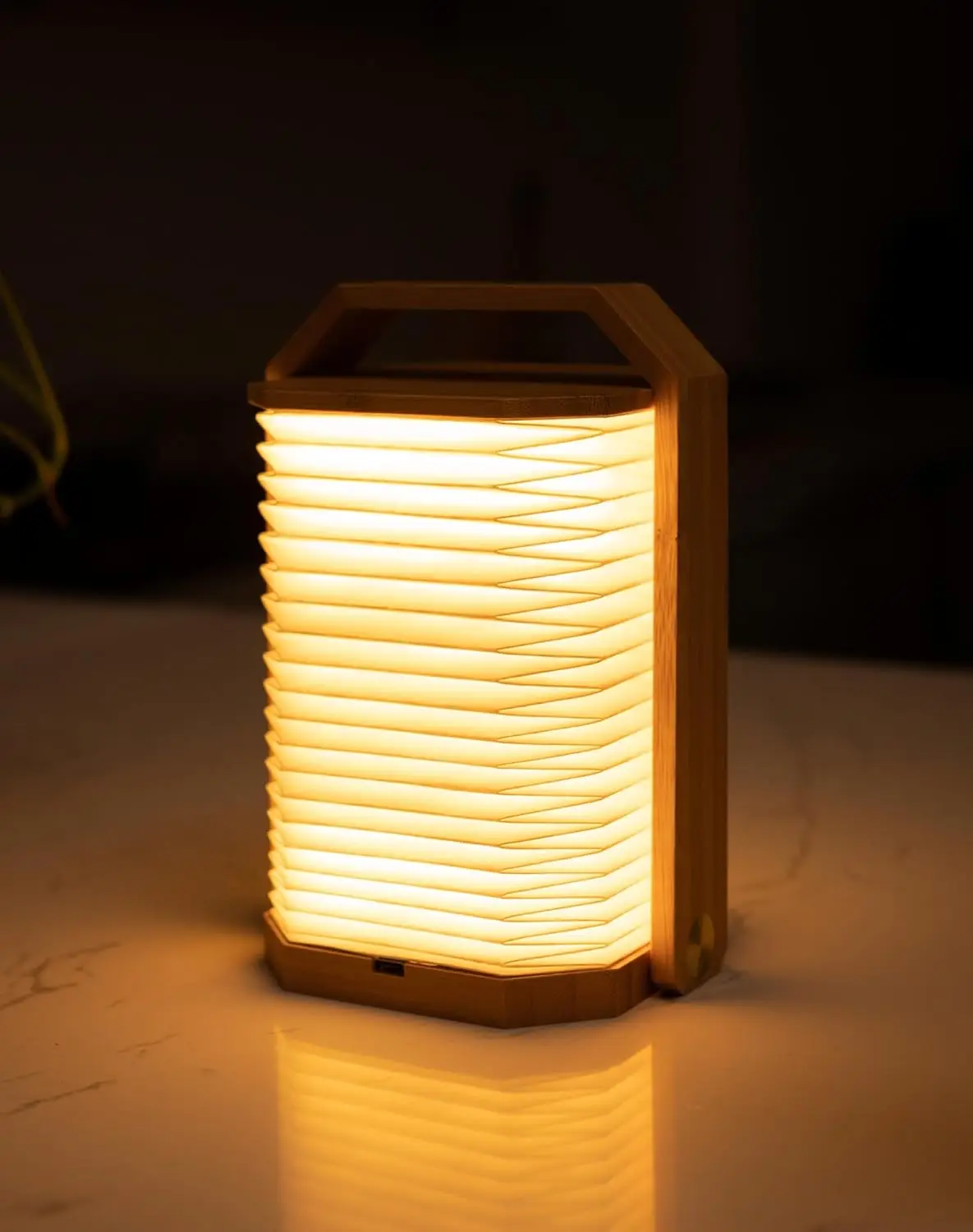 

Portable Foldable Bamboo Lantern with USB Charging, Waterproof Tear-Resistant Paper Shade for Home Decor Camping Gift