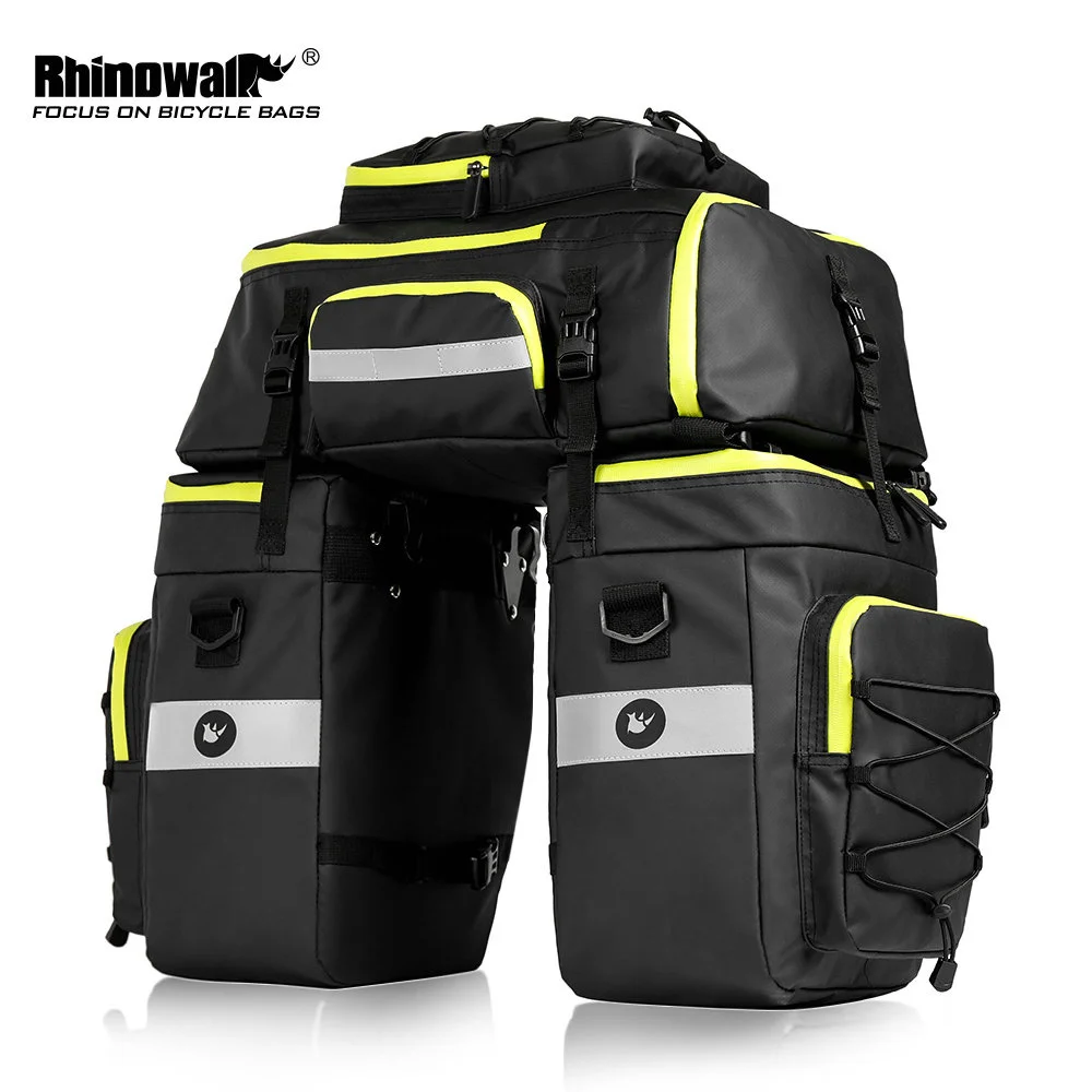 RHINOWALK MTB Bicycle Carrier Bag Rear Rack Bike Trunk Bag Luggage Pannier 3 in 1 Cycling Double Side Back Seat Bags