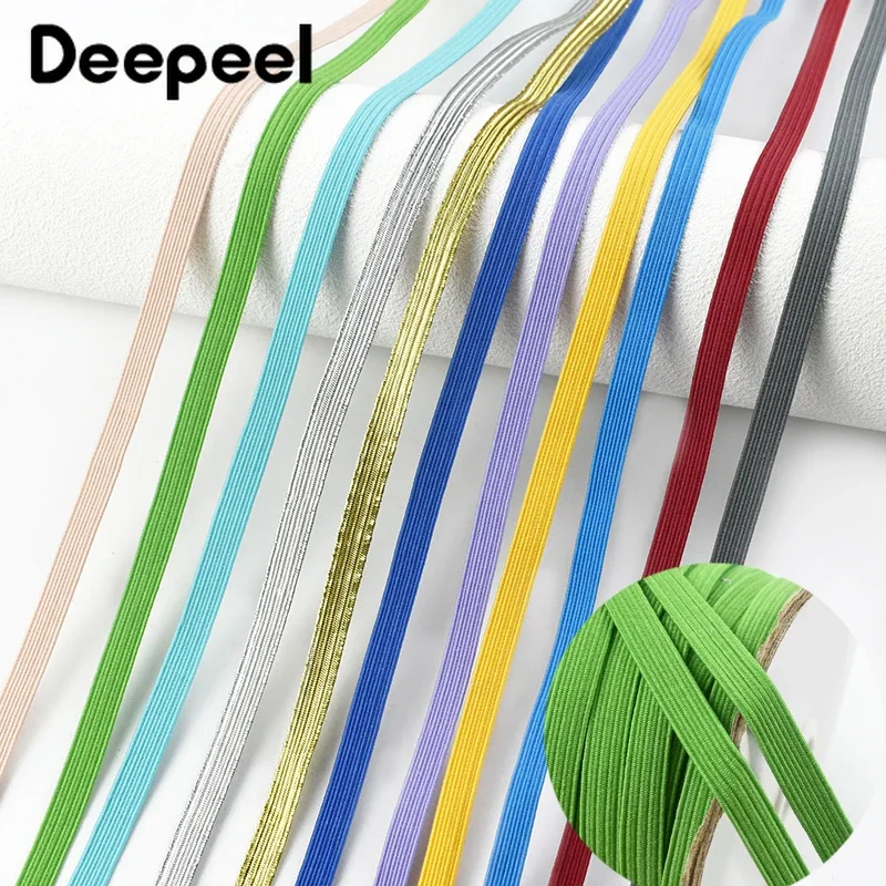 30Meters Deepeel 6mm Flat Elastic Band Rubber Bands Hair Rope Ribbon Belt Mask Notebook Shoelace Tape Clothes Sewing Accessories