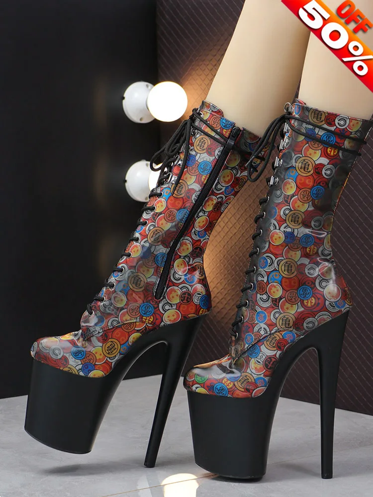 

8Inches Novelty Lace Up Women Pole Dance Shoes Sexy Fetish Exotic Dancer 20cm Nightclub Fashion Ankle Boots Stripper Heels Model