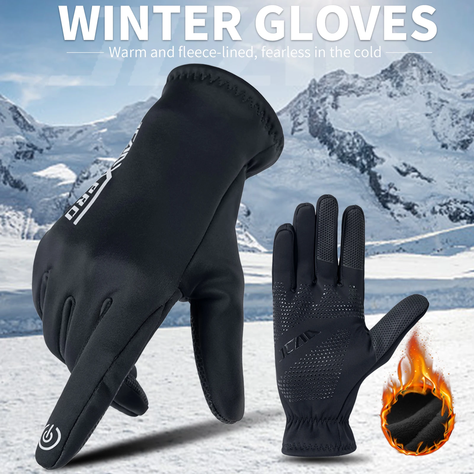 

Retro Cycling Full Finger Gloves Touch Screen Windproof Anti-Slip Splash-proof Reflective Shockproof Fleece Liner Thermal Glove