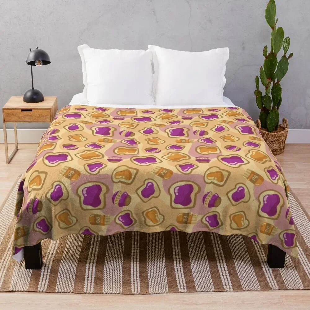 Peanut Butter & Jelly Throw Blanket Nap Soft Plush Plaid Luxury Brand Blankets