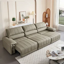 Włoska minimalistyczna elektryczna sofa funkcja skórzana sofa salon domowa wysuwana sofa Sala De Estar meble do sypialni