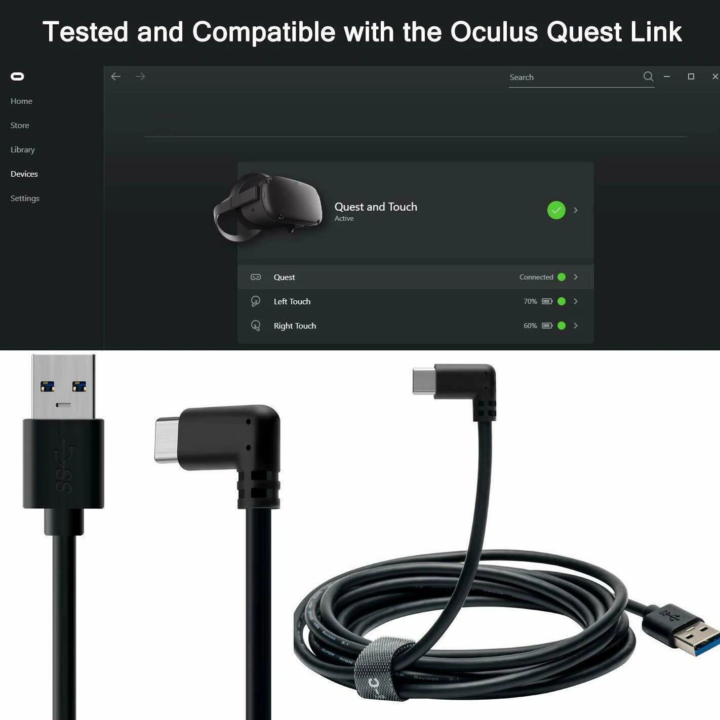 كابل توصيل ABMO بطول 10 أقدام USB3.1 من النوع C عالي السرعة لنقل 5 جيجابت في الثانية
