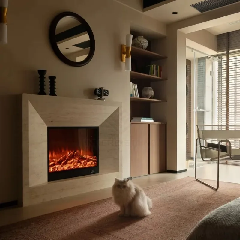High End Custom Beige Travertine Natural  Fireplace Surround Luxury Wall Cladding For Villa Hotel Living Room
