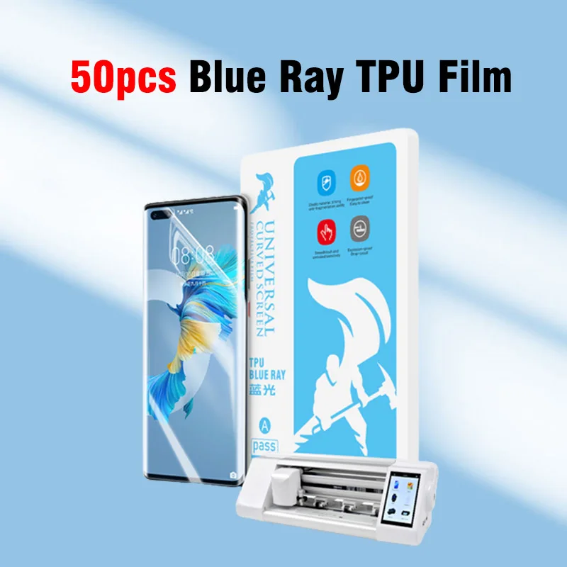 

50Pcs Blueray Hydrogel Film For Cutting Machine Universal Anti Blue Membrane Protective Flexible TPU Cellphone Screen Protector