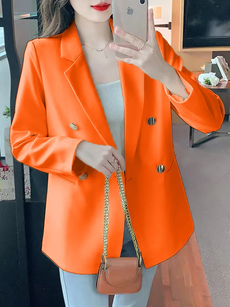 

High Quality Women Blazer New Long Sleeve Double-breasted Office Ladies Jacket Business Work Wear Formal Coat Female Outerwear