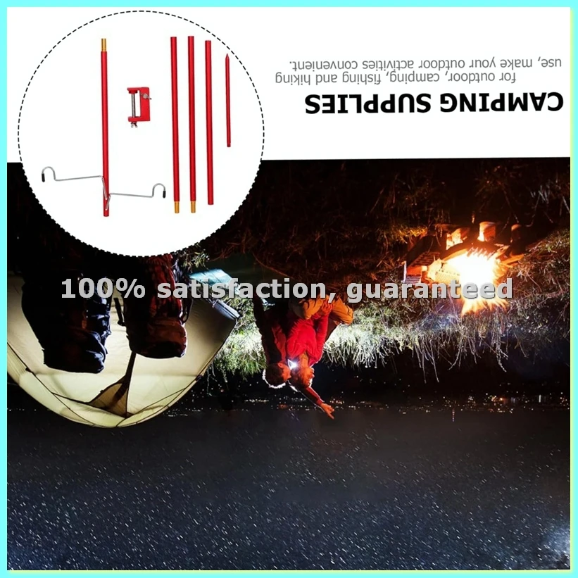 Foldable Camping Lantern 4 Section Double Hook Light Stand Outdoor Lamp Post for Camping,Fishing-ANKL