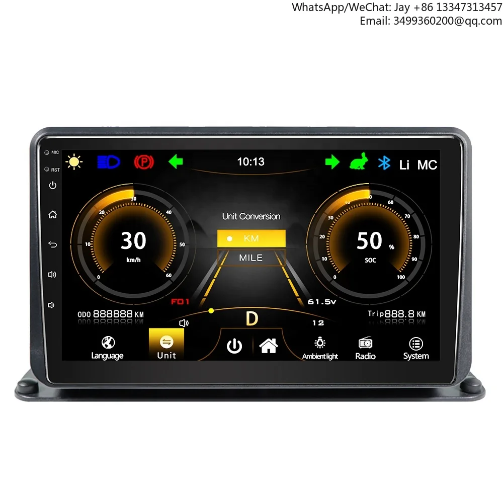 

2026For Jmance 10 Inch Golf Cart Instrument Multimedia BT Music Radio GPS In One DSP RGB Function Head Unit Language Setting For