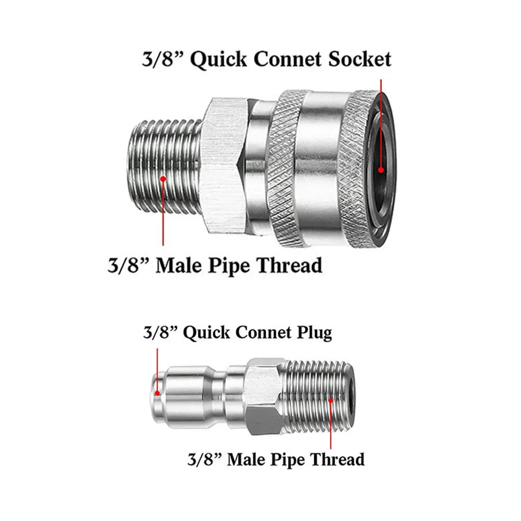 3/8 Inch High Pressure Cleaning Machine Connection Accessories Stainless Steel Repair Tool 1pcs