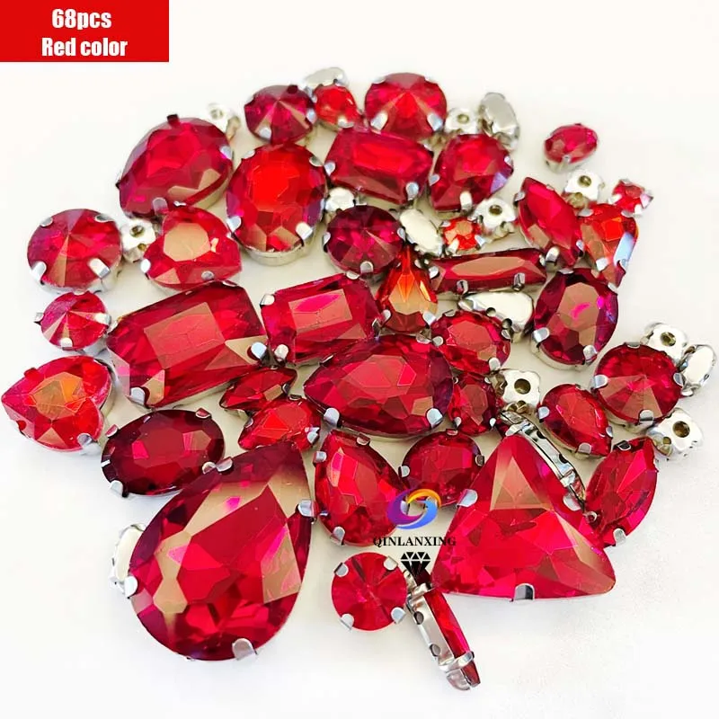 68Pcs Mix Crystal Silver Claw Setting Rhinestones