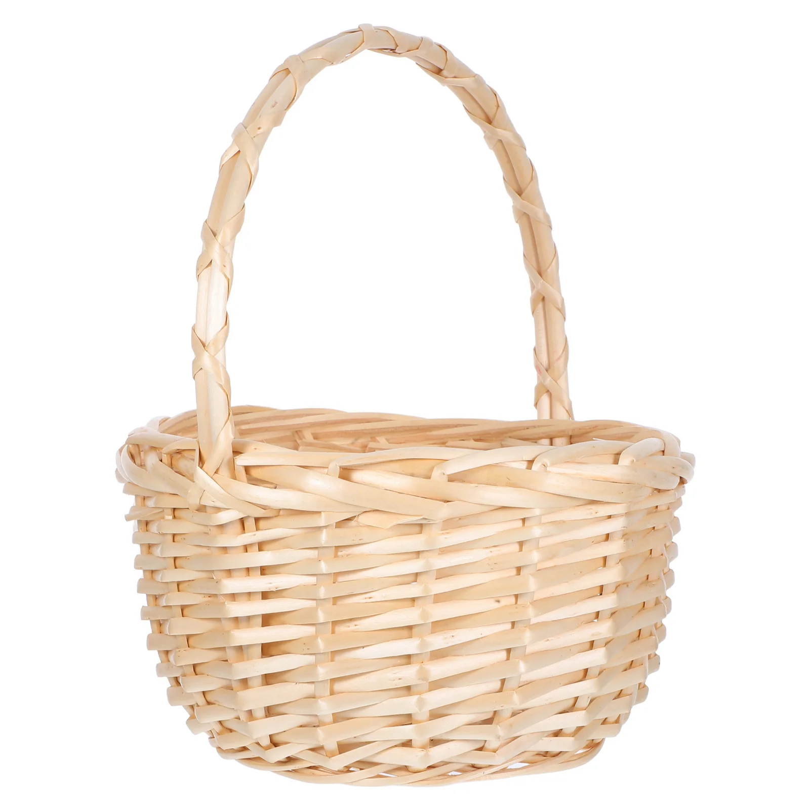 

Handwoven Natural Willow Rattan Basket Small Picnic Wedding Party Favor Flower Basket with Handle Wedding Party Favors