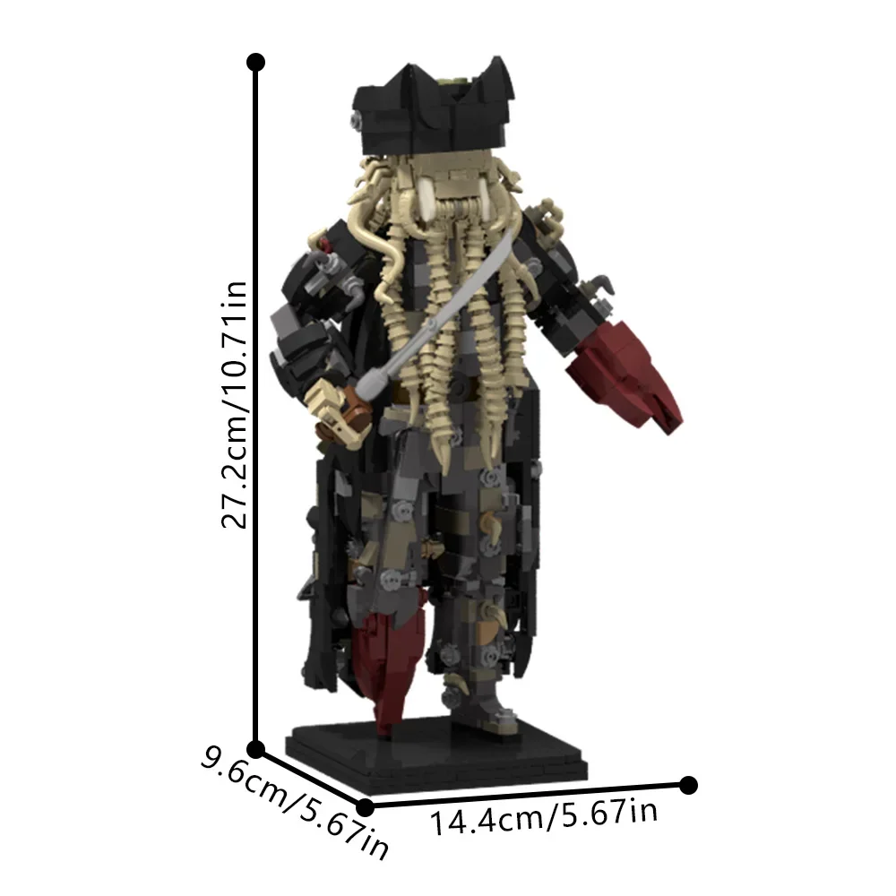 Gobricks MOC Piratenkapitein Davys Jones Beeldje Bouwstenen Actie Karakters Bricks DIY Gemonteerd Speelgoed voor Kinderen Gift