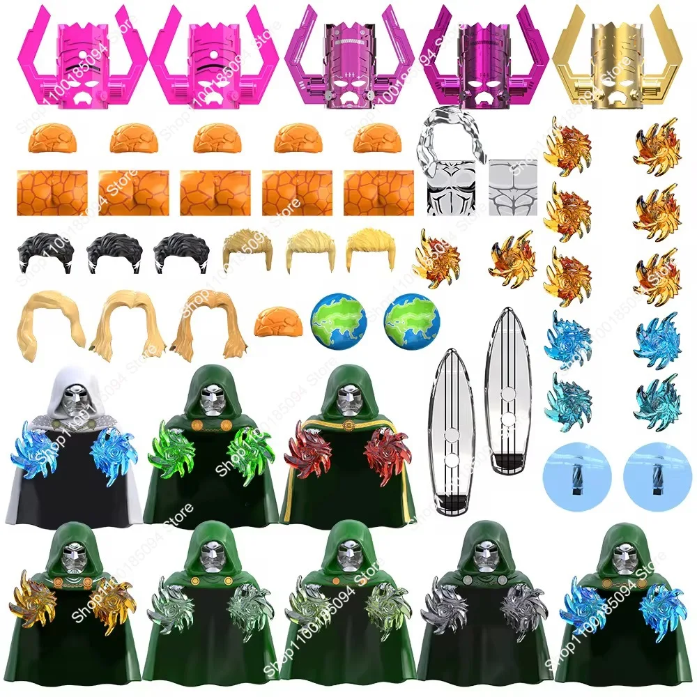 

Hot Toys Building Blocks Action figure Fantastic Four Female Silver Surfer Doctor Doom Thing Human Torch Invisible assembled Toy