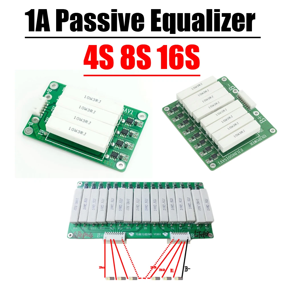 Placa Passiva do Equilíbrio da Bateria Equalizador Li-íon Lifepo4 12v 24v 48v 60v 18650 26650 21700 32650 Bms 1a 4s 8s 16s 1a