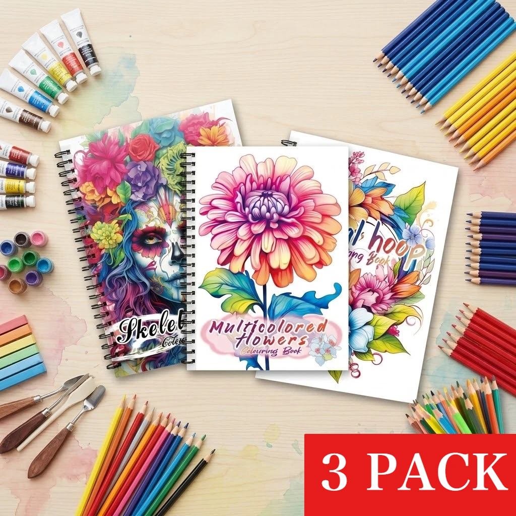 Ensemble de 3 livres de coloriage pour adultes - Design unique sur chaque page - Livres d'art de haute qualité, combinant l'art-thérapie et la formation à la pleine conscience
