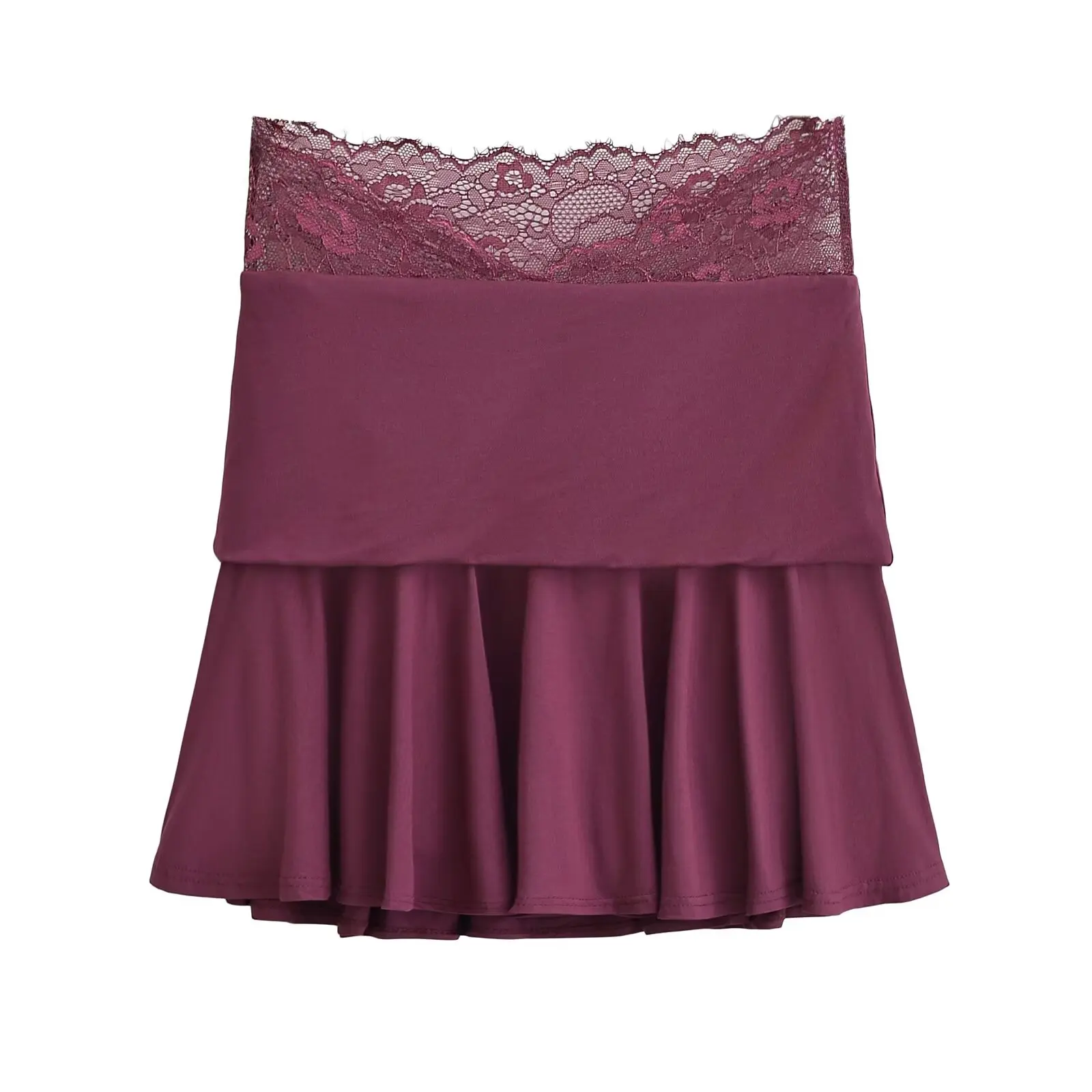 Retro americano cintura baixa renda emenda saia evasê feminina verão saia anti exposição deriva cor pura cintura alta stre...