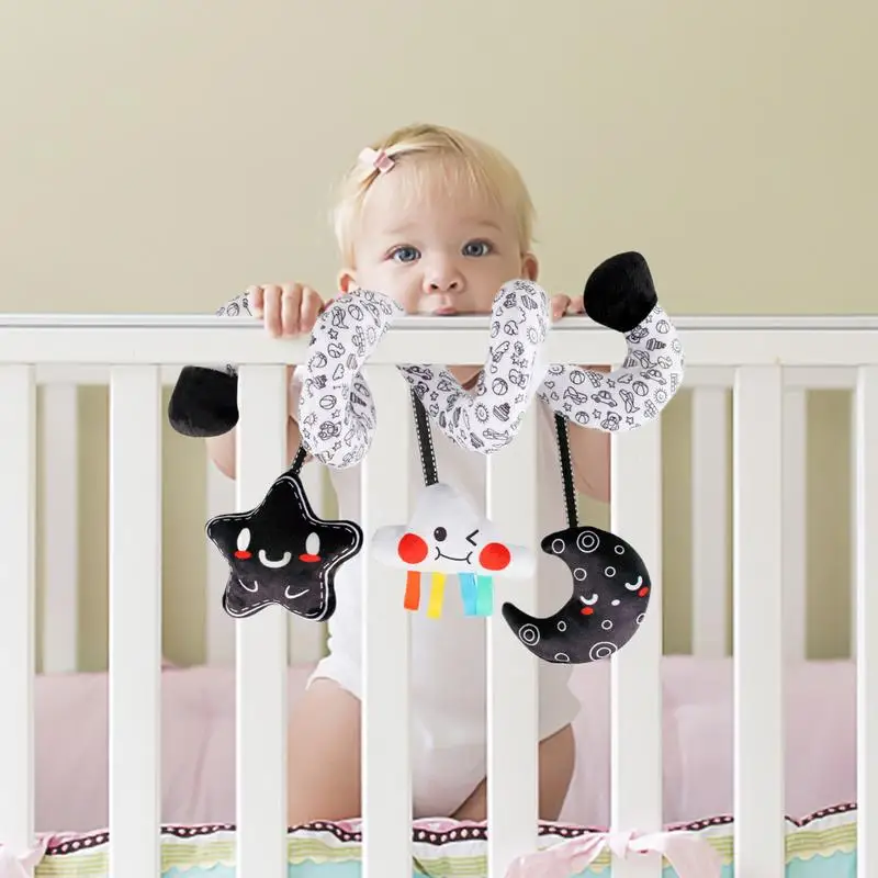 

Car Seat Toys For Babies High Contrast Soft Crib Mobile Toy With Rattle Stimulates Senses Interactive Toddler Supplies For