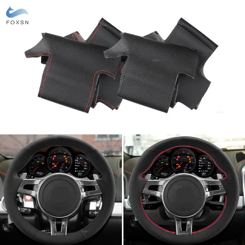 Car Steering Wheel Leather Cover Fabric Trim Accessories For Porsche 911 991 Boxster 981 Cayman 2009-2016 Cayenne Panamera