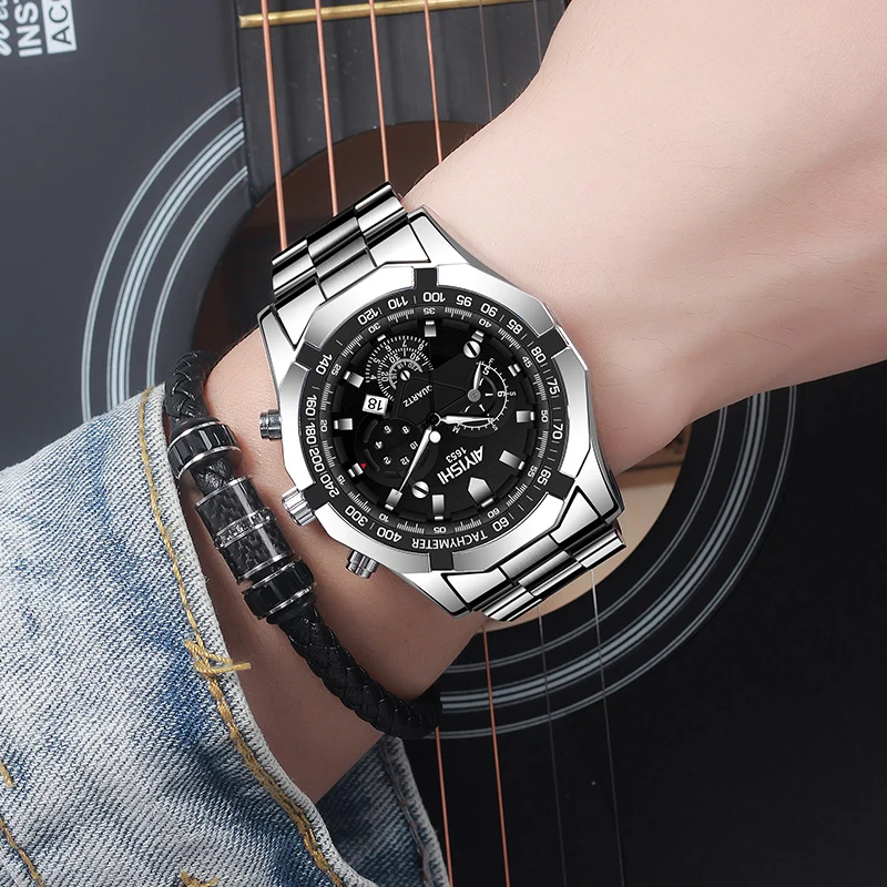 Fashion Clock Watch Non-mechanical Stainless Steel Waterproof Men\'s Watch Luminous High-end Luxury Man Quartz Watches For Wrist