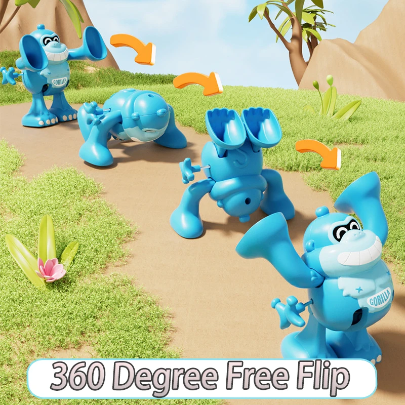 Creative Clockwork Tumbling Chimp Cartoon Simulation Animal Wind-up Chimp Toy Ornament Children's Decompression Educational Toys