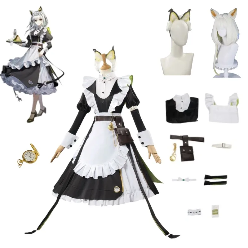 لعبة فرسان Kal'tsit أزياء تنكرية AMa-10 فستان خادمة موحد أذن شعر مستعار بدلة نسائية للهالوين كرنفال ملابس لعب الأدوار #1