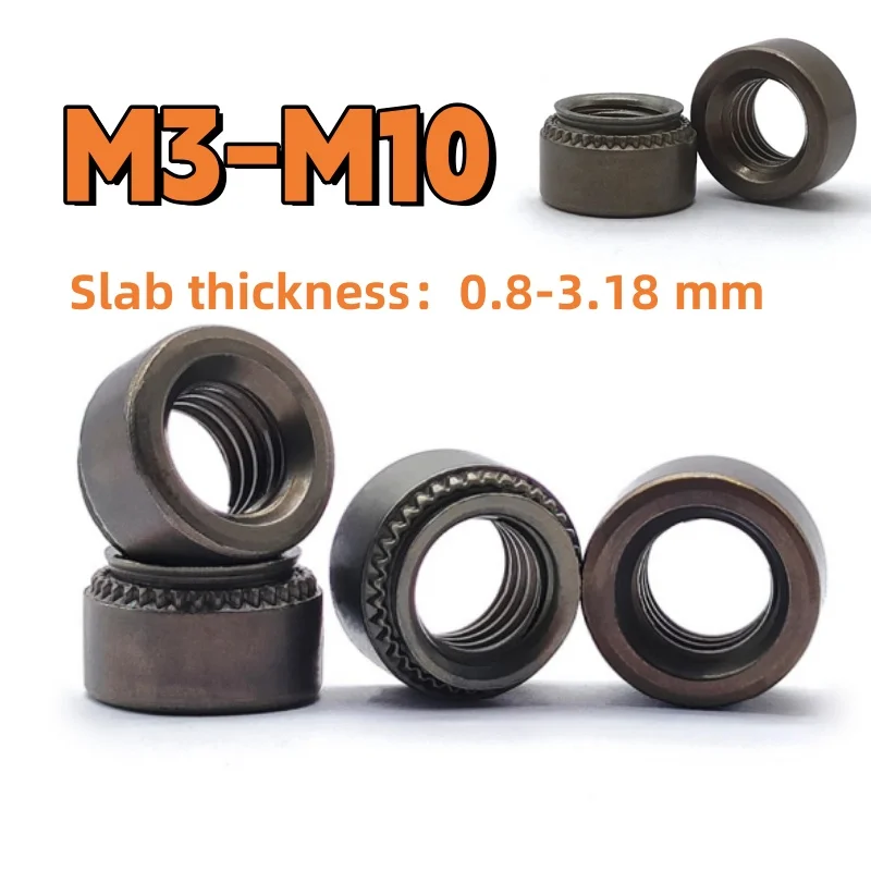 Rivet Nut M3 M4 M5 M6 M8 M10 Black Carbon Steel Self Clinching Nut Press Insert Rivet Nut Slab 0.8-3.18 Mm Plug Nuts