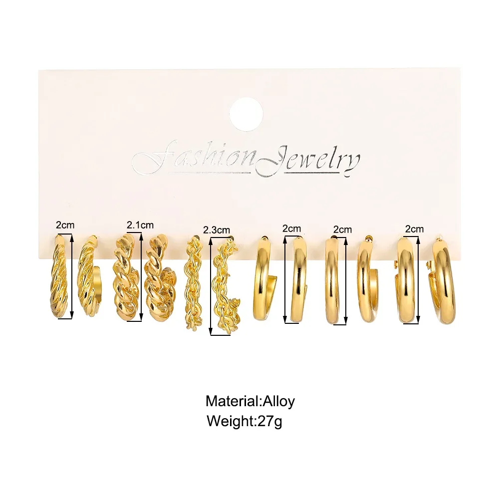 Boho Big Circle Hoop Earring Set for Women, Gold Color Bohemia Vintage Pearl Earring Heart Zircon Ear Studs Jewelry Gifts