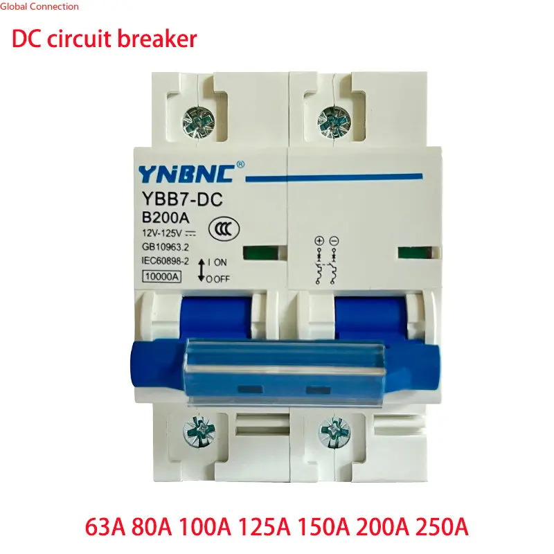 

2P 100A 125A 150A 200A 250A DC Circuit Breaker 12V 24V 36V 48V 60V 72V 96V 120V Solar Cells RV Battery System Circuit Breaker