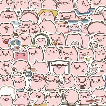 10/30/50PCS Nette Rosa Schwein Cartoon Aufkleber Tier Dekoration Koffer Scrapbooking Telefon Laptop Schreibwaren Lustige Kind spielzeug Aufkleber