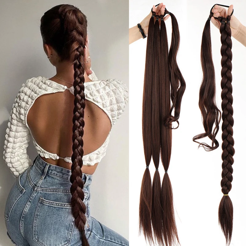 

Synthetic Braided Ponytail Extension with Hair Tie for Women – DIY Twisted Braids, Beginner-Friendly, Perfect for Daily Use