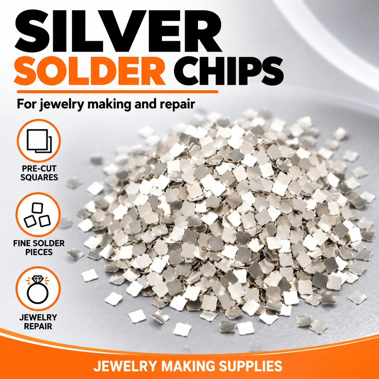 Silver solder sheet set temperature ultra-small 2x2mm simple silver soldering material, suitable for jewelry repair jewelry tool