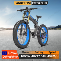 LANKELEISI Electric Bike 1000W Motor 48V17.5AH Lithium Battery Aldult Mountain Electric Bicycle 26*4.0 Fat Tire Folding E-bike