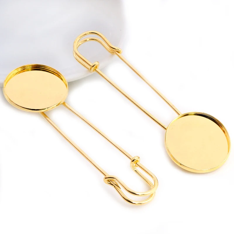 5pcs 18mm 20mm 25mm Inner Size Bright Silver/Gold Plated Bronze Brooch Pin Simple Style Cabochon Base Setting Pendant