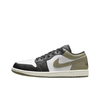 Nike Jordan 1 Retro Low Medium Olive Black White and Green Men's Basketball Shoes classic Sports Shoes Outdoors  Sneaker