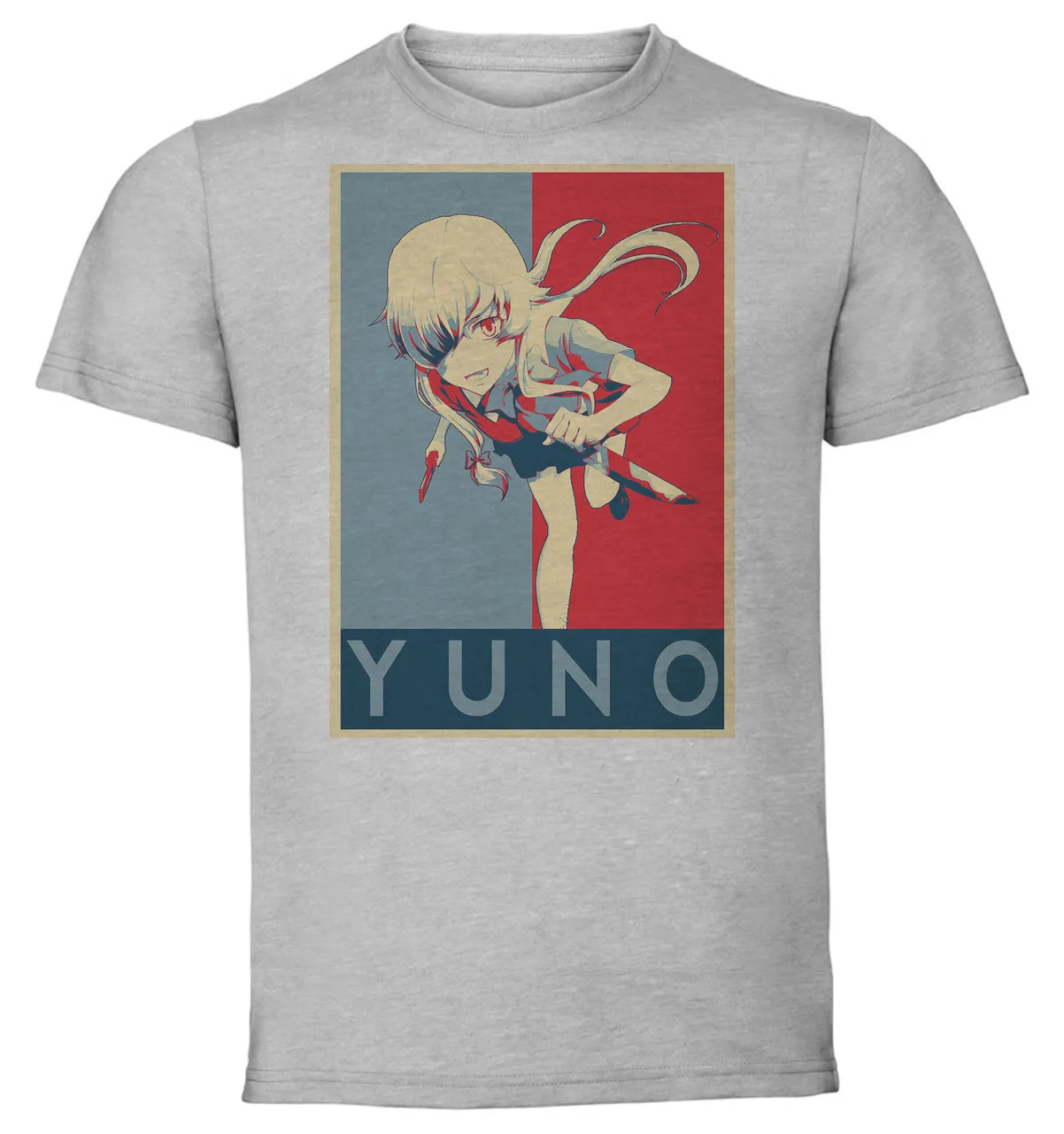 T-Shirt Unisex Grey Propaganda Mirai Nikki Yuno Gasai v3