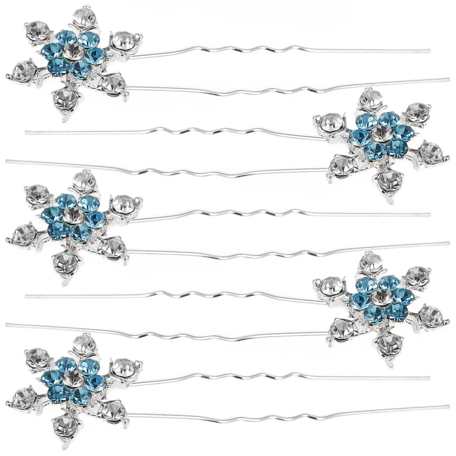 

12pcs Crystal Snowflake Hairpin Rhinestone Clips Pins Winter Bridesmaid Decorative Hair Accessories Stylish Headwear