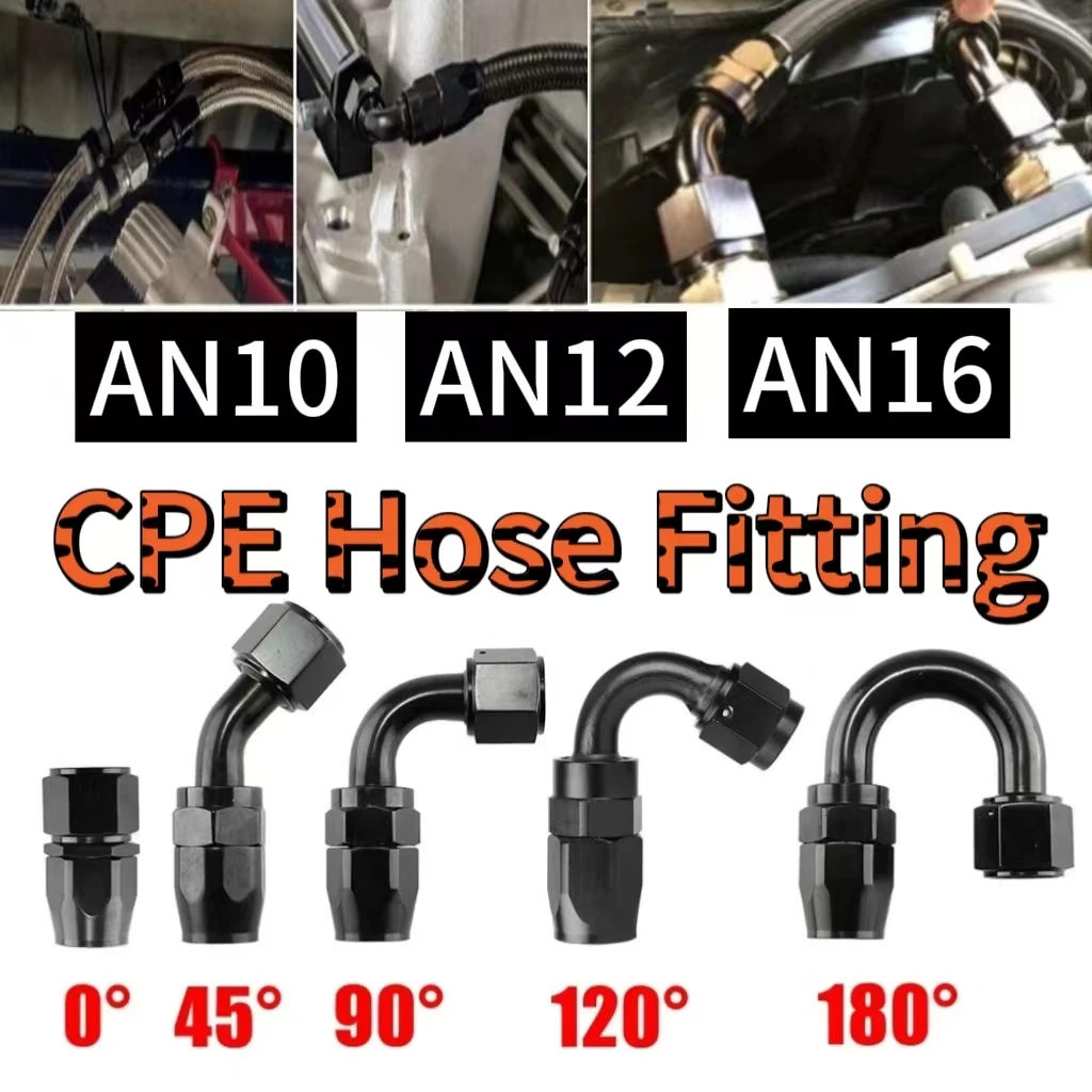 1 Pc AN10 AN12 AN16 Straight 45  90 120 150 180 Degree Oil Fuel Swivel Hose End Fitting Oil Hose End Adaptor Kit Universal