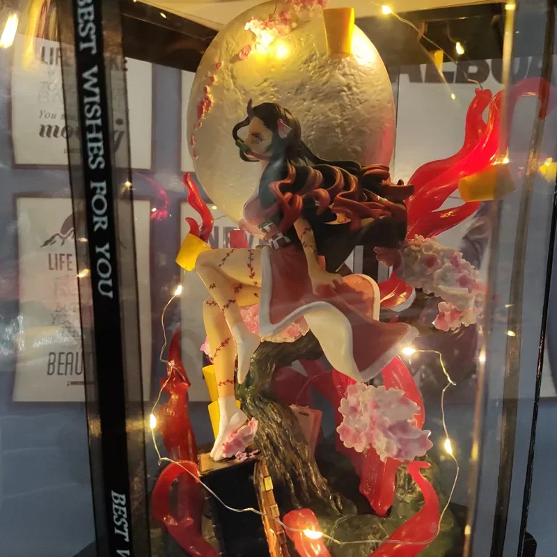 31cm LED light Anime Demon Slayer Kamado Nezuko Action Figure PVC Collection model home decoration decor birthday christmas gift - Image 3