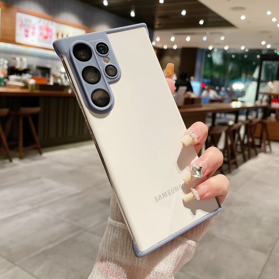 Funda protectora de lente de cristal para Samsung Galaxy S25 S22 S23 S24 Ultra Plus, marco de borde de teléfono, parachoques, pegatina de TPU, cubierta a prueba de golpes