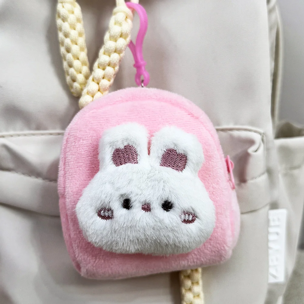 Cartoon Capybara Konijn Pluche Portemonnee Vrouwen Meisjes Leuke Oortelefoon Opbergtas met Sleutelhanger Kleine Portemonnee Tas Hanger Decoratie