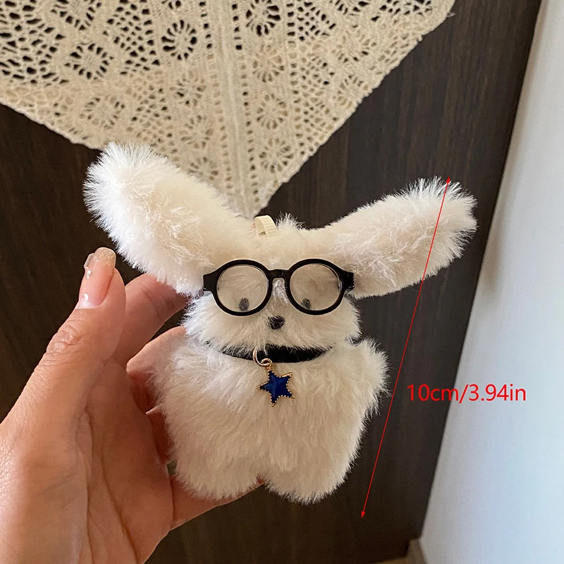 1X Cute Plush Aviator Rabbit Doll Key Chains Ring Woman Keychain Bag Charms Toy Car Keyring Party Gift Trinket Gifts for Friends