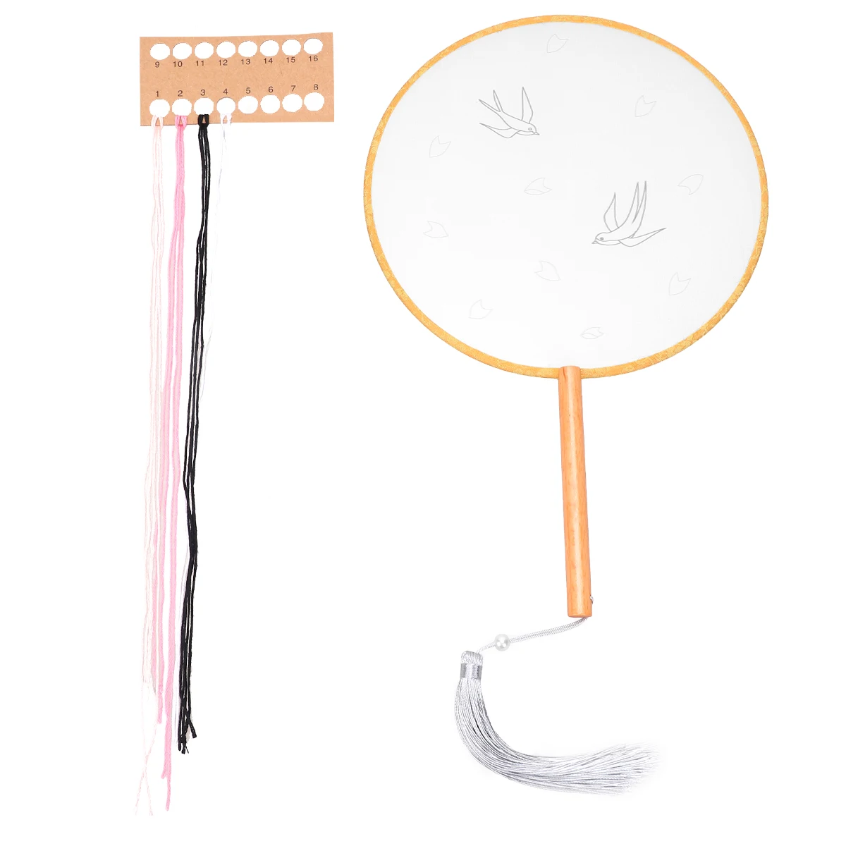 

Embroidery Silk H made Fan Kit DIY Supplies Materials Crafts Round Complete Tools Pre Printed Wonderful Gift Choice