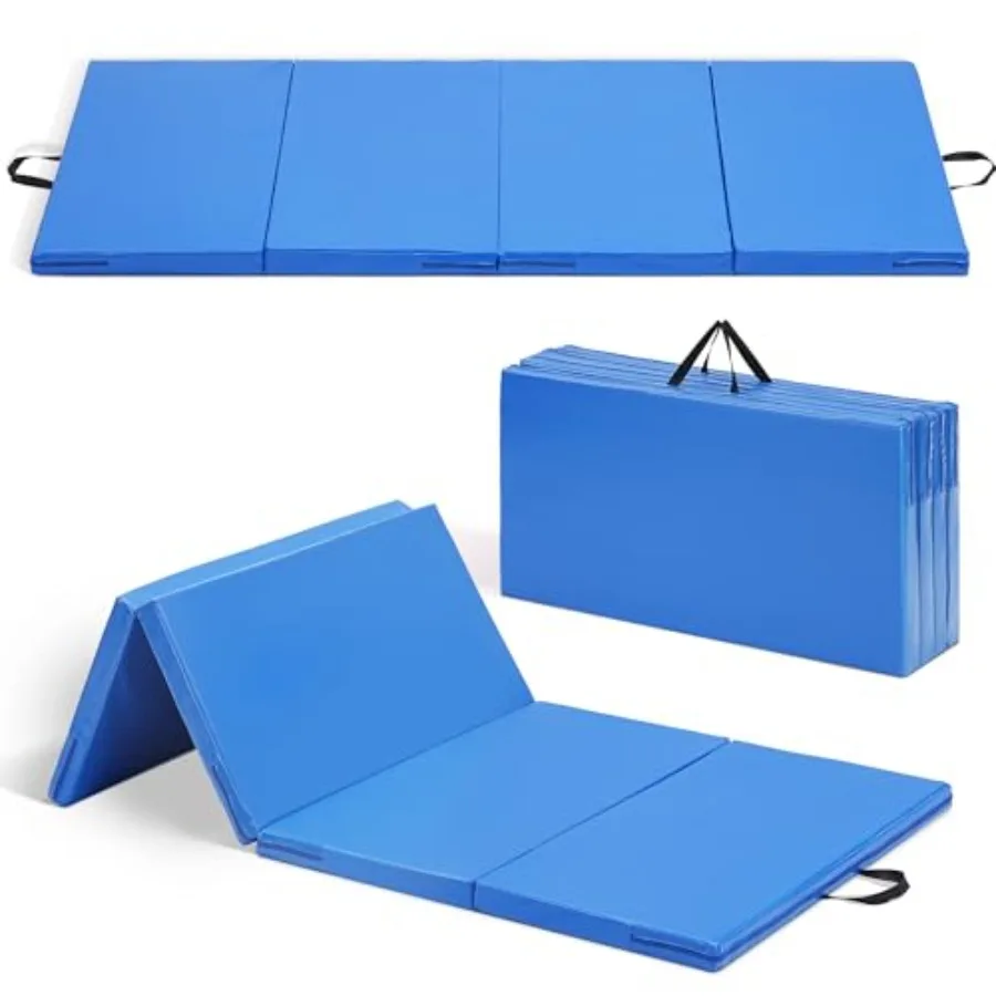 

Gymnastics Mat for home aerobics workout EVA foam blue foldable and non-slip with 2-inch thickness