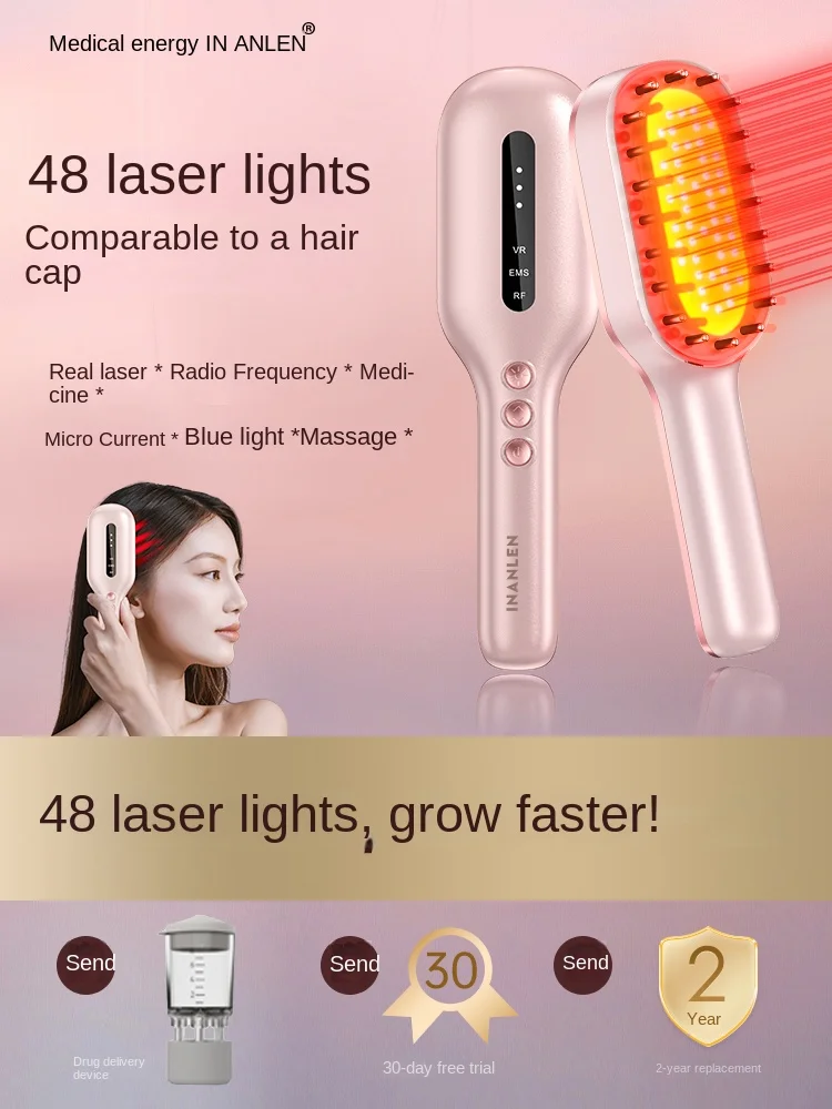 Red Light Therapy Hair Growth Comb, Radio Frequency Laser, Microcurrent Infrared, Electric Hair-growth Comb, Medical Conduction