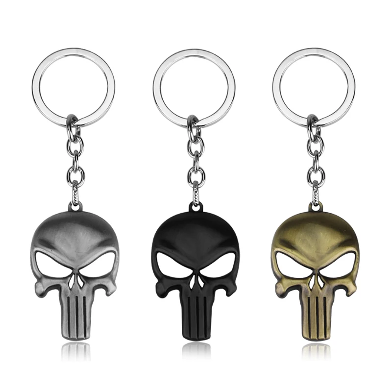 Movie Punisher Keychain Skull Jewelry Classic Retro Simple Backpack Pendant Accessories Keyring Gift Souvenir