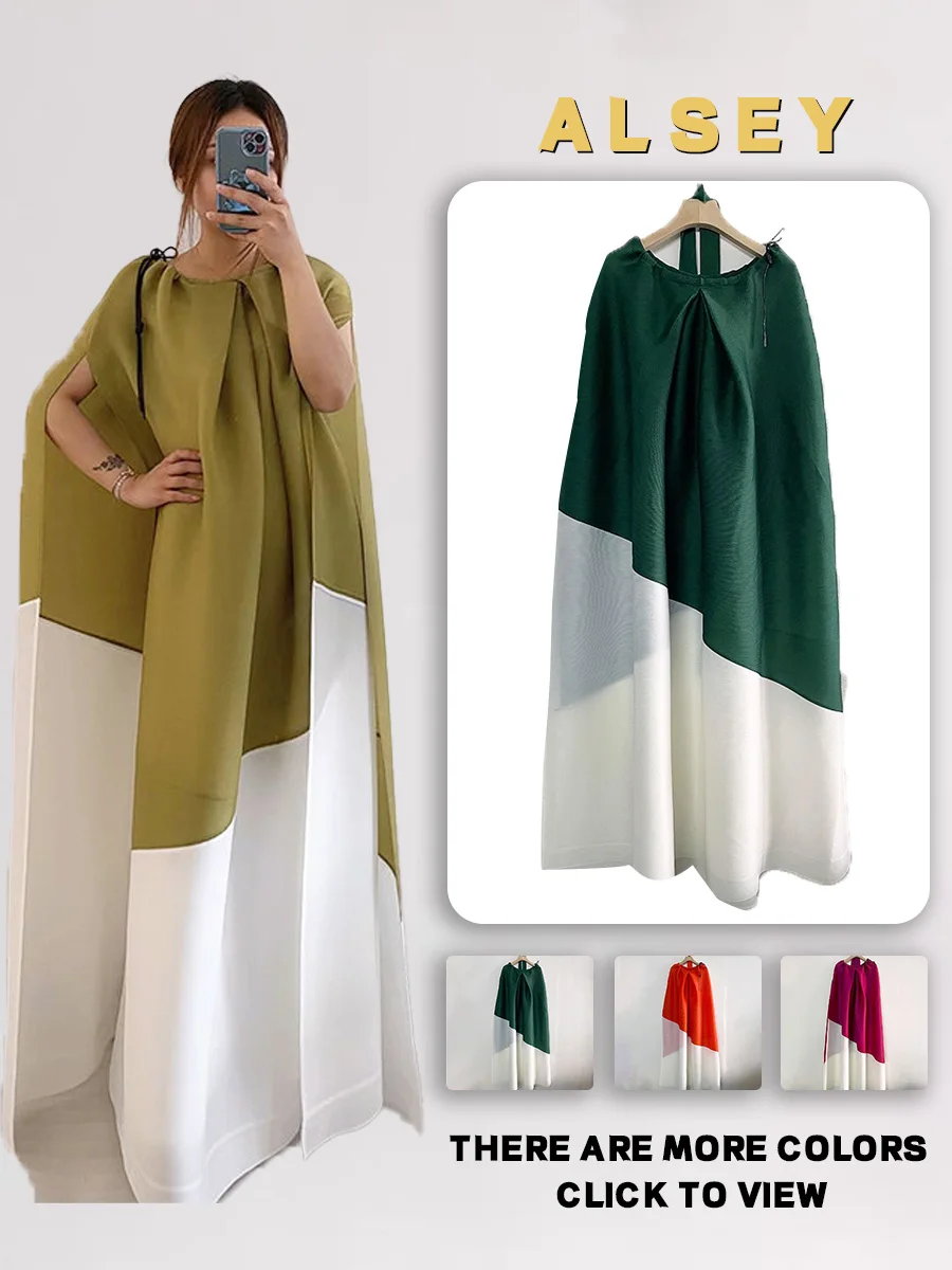 

MIYAKE Pleated Long Dress Elegant Fashion Irregular White Belt Loose Aesthetic Party Dresses Women's Dresses 2023 Spring