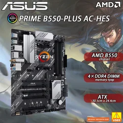 ASUS B550 Motherboard PRIME B550-PLUS AC-HES Supports Ryzen 5 5600G 5600/Ryzen 7 5700x3d 5800x3d 5700x 5800x 3800x/Ryzen 9 5900x