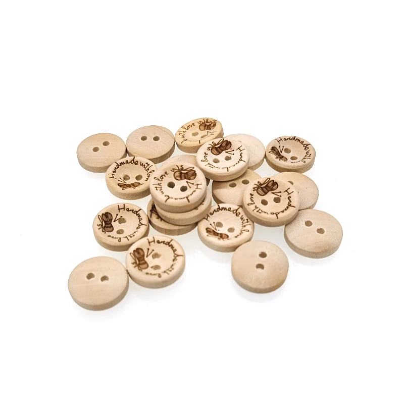 15mm Wooden Buttons 2-Holes ant hand made with love buttons for crafts sewing supplies sewing accessories buttons for clothing