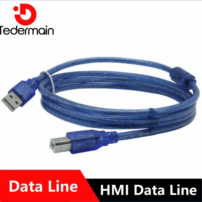 WECOM HMI Applicable Download Line USB 2.0 Printer Cable  Male Dual Shielding High Speed Transparent Blue